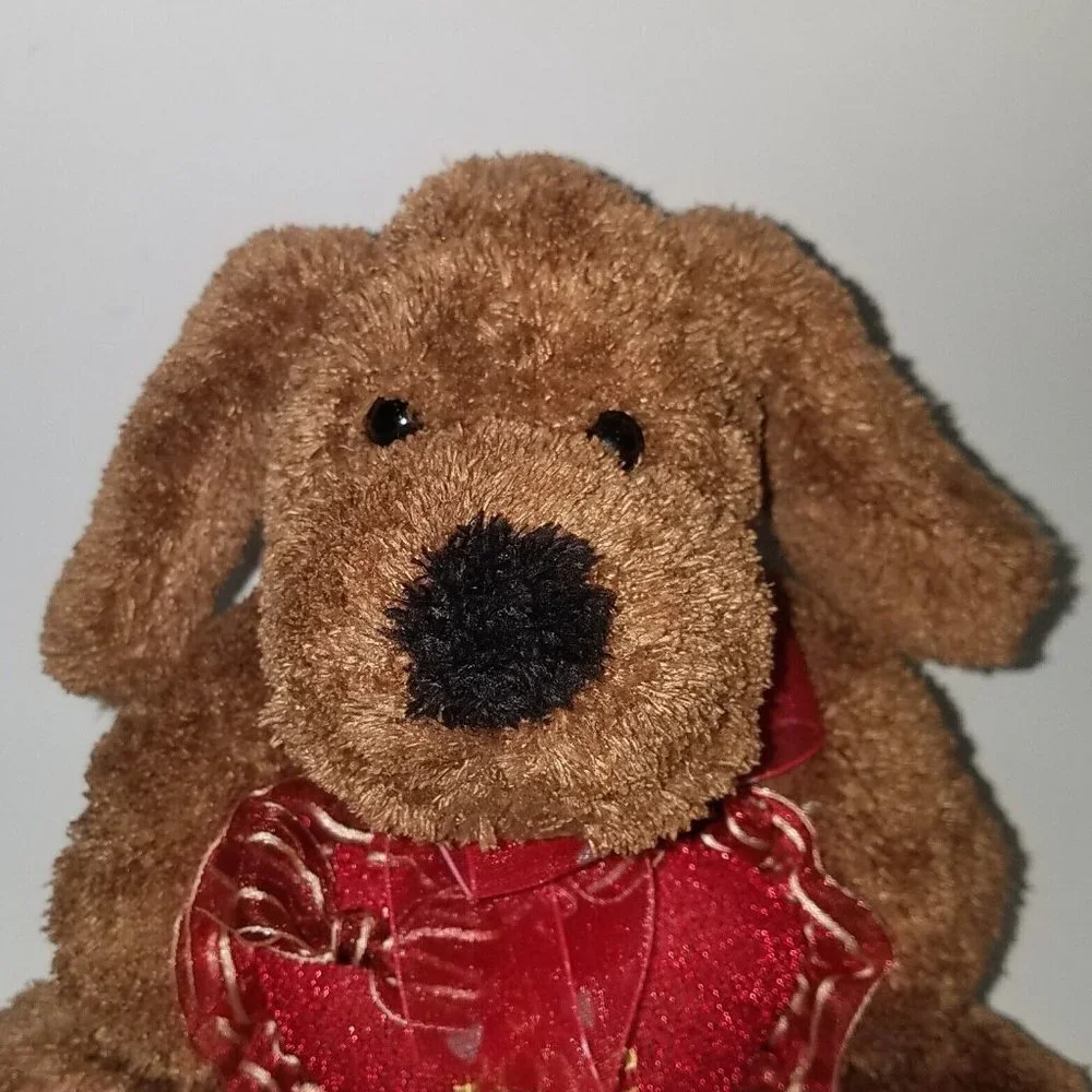 I Love You Brown Puppy Dog Plush Valentine's Day Stuffed Animal Gift Red Heart